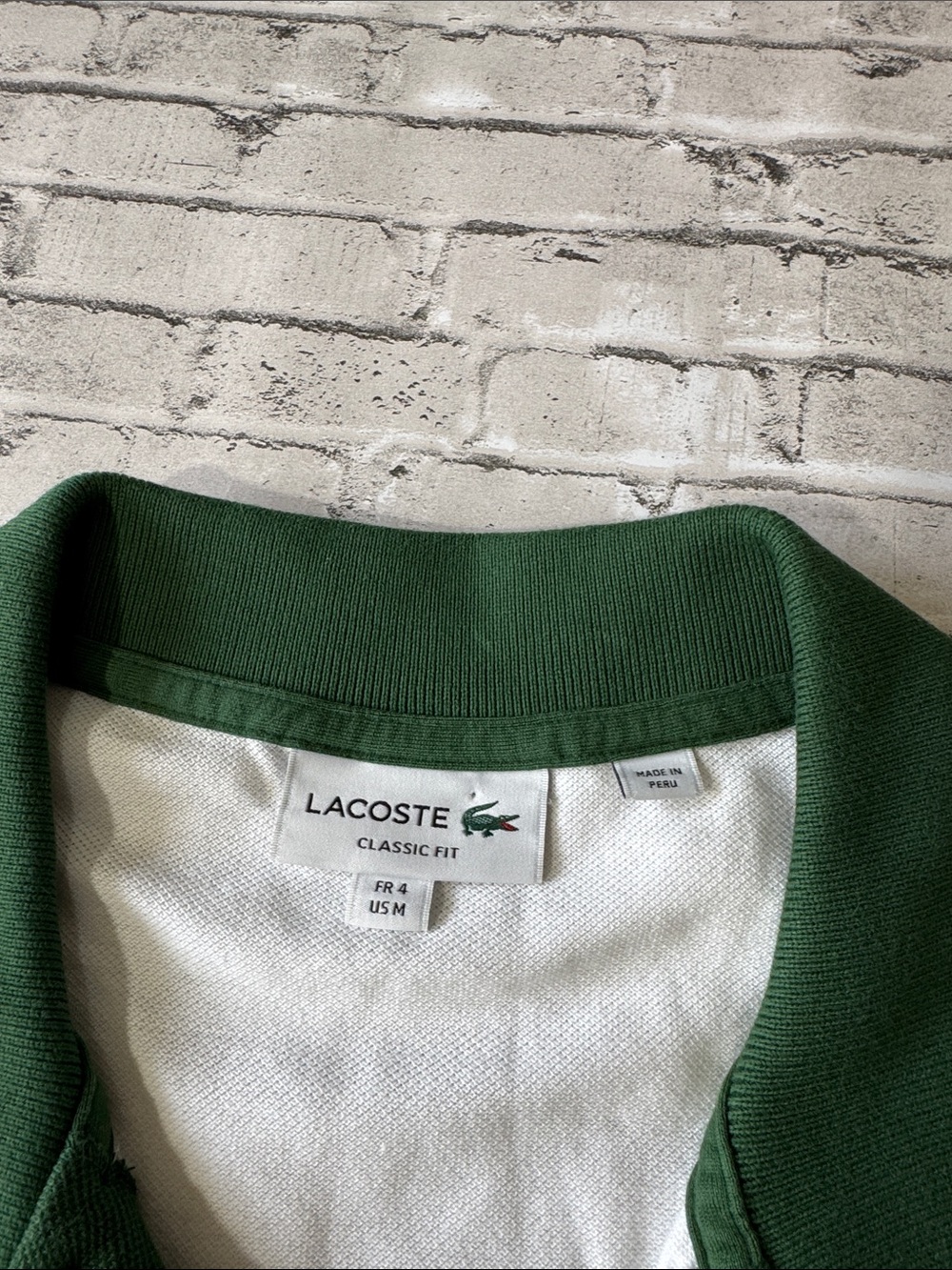 Lacoste mens M Medium classic fit white contrast collar pique polo shirt EUC - Picture 3 of 6
